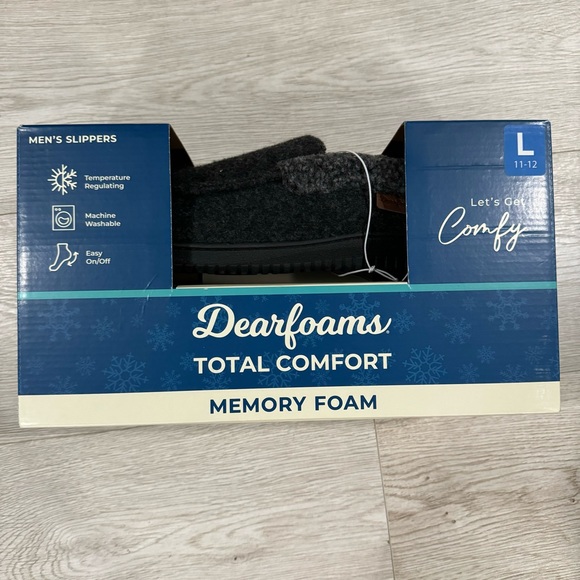 Dearform Men’s slippers XL 13/14 Gray Memory Foam Warm Easy On/Of Comfort indoor - Picture 4 of 7